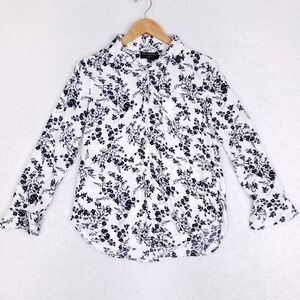 Banana Republic Button Shirt Boyfriend Fit Petite S White Floralcore Chic